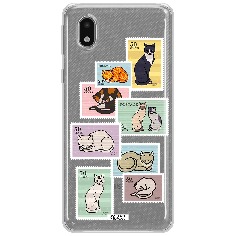 A Collage Of Cats On Stamps Samsung A01 Core Clear Tpu Case