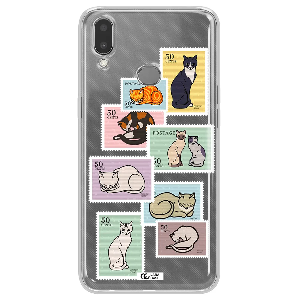 A Collage Of Cats On Stamps Samsung A10S Clear Tpu Case