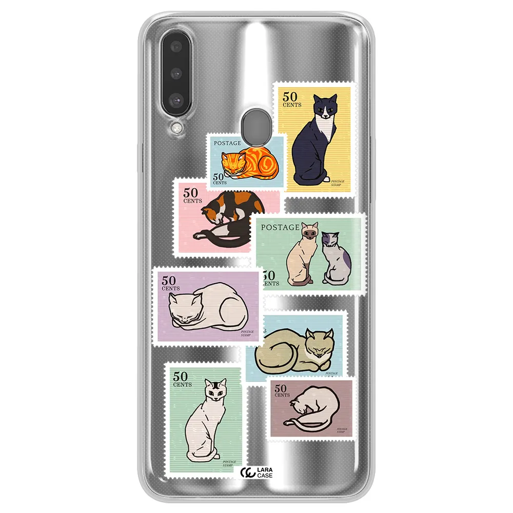 A Collage Of Cats On Stamps Samsung A20S Clear Tpu Case