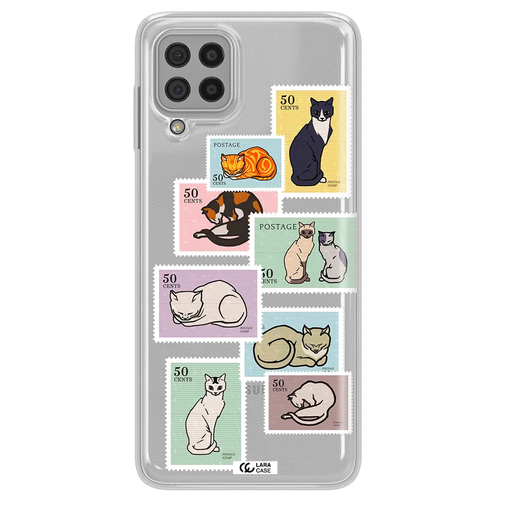 A Collage Of Cats On Stamps Samsung A22 4G Clear Tpu Case