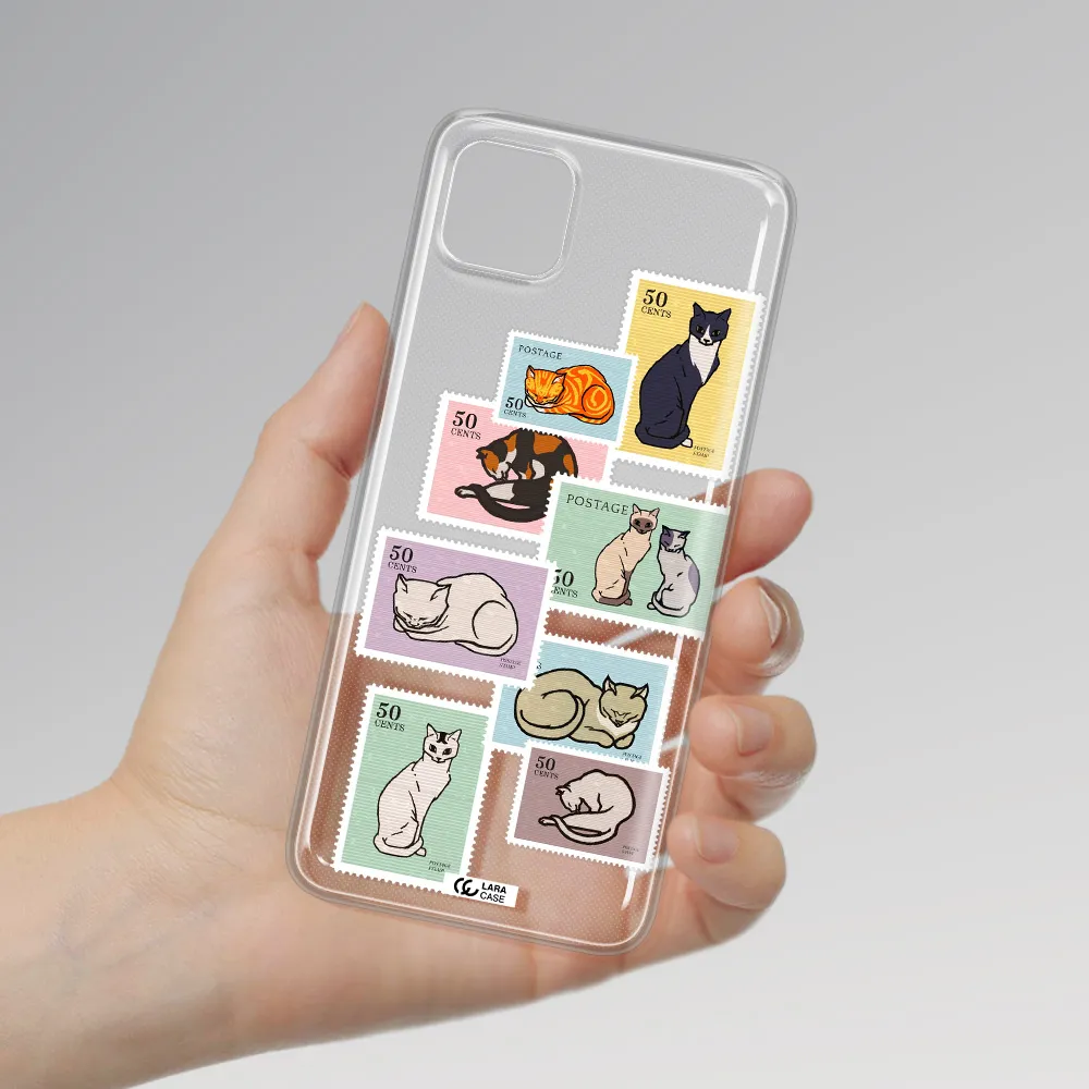 A Collage Of Cats On Stamps Samsung A22 5G Clear Tpu Case