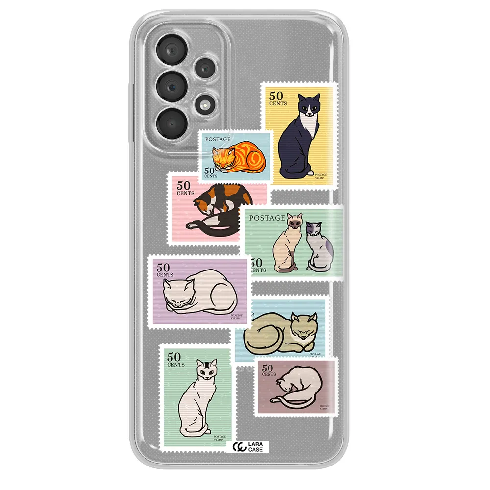 A Collage Of Cats On Stamps Samsung A23 5G Clear Tpu Case