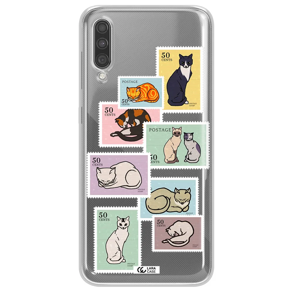 A Collage Of Cats On Stamps Samsung A30S Clear Tpu Case