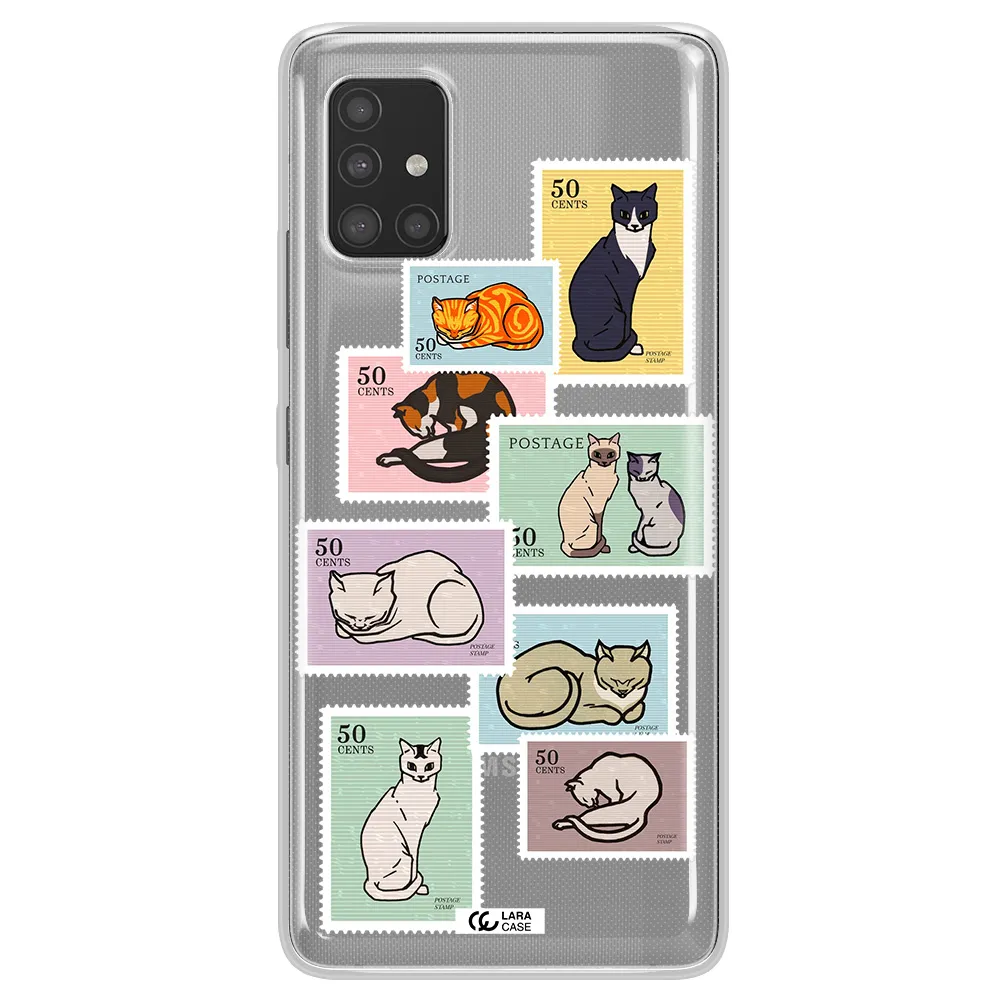 A Collage Of Cats On Stamps Samsung A51 Clear Tpu Case