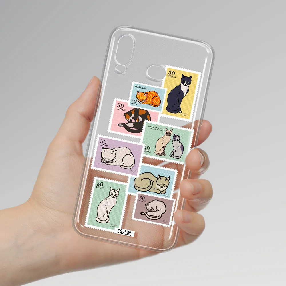 A Collage Of Cats On Stamps Samsung A6S Clear Tpu Case