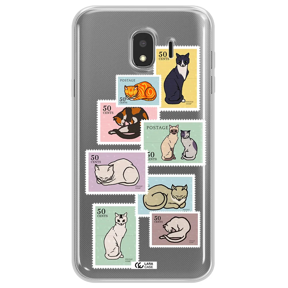A Collage Of Cats On Stamps Samsung J4 Clear Tpu Case