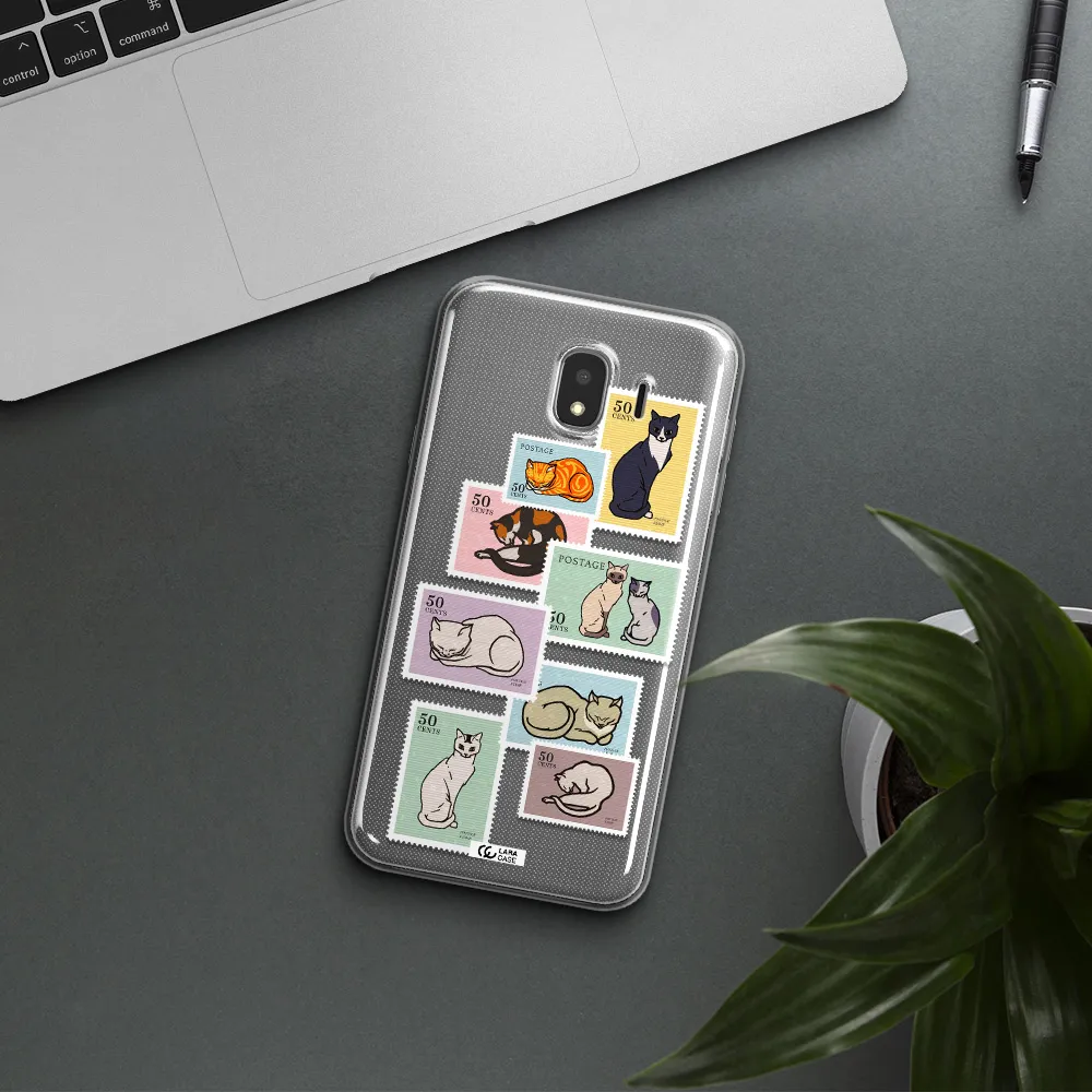 A Collage Of Cats On Stamps Samsung J4 Clear Tpu Case