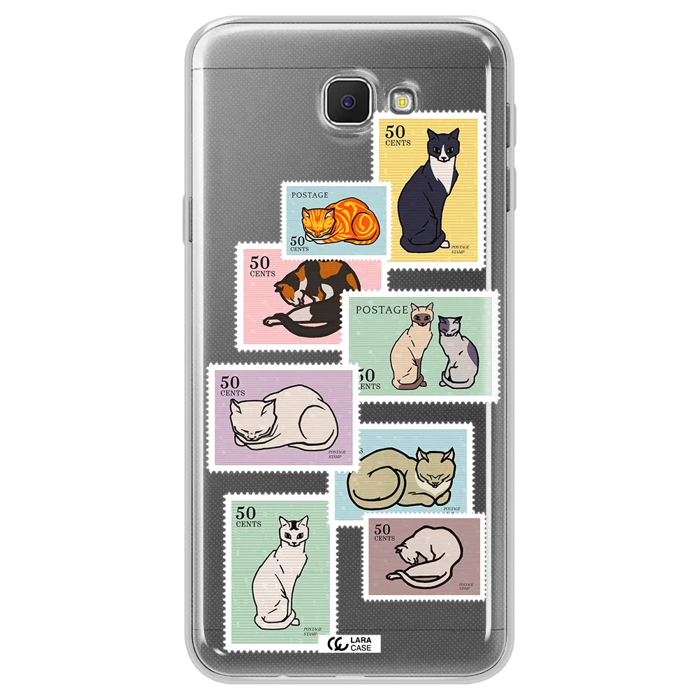 A Collage Of Cats On Stamps Samsung J5 Prime Clear Tpu Case