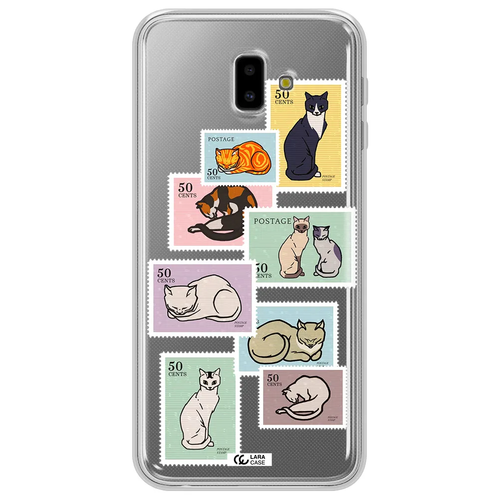 A Collage Of Cats On Stamps Samsung J6 Plus Clear Tpu Case