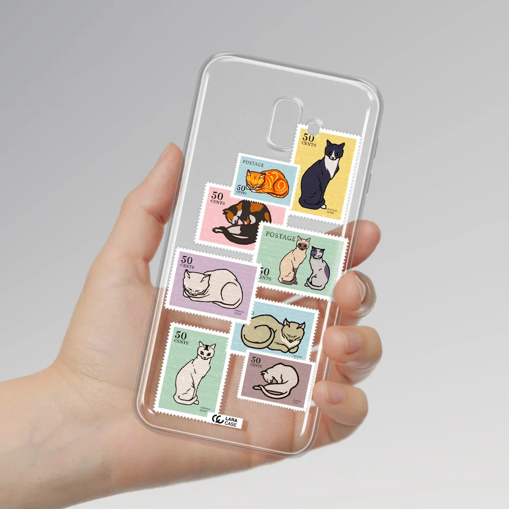 A Collage Of Cats On Stamps Samsung J6 Plus Clear Tpu Case