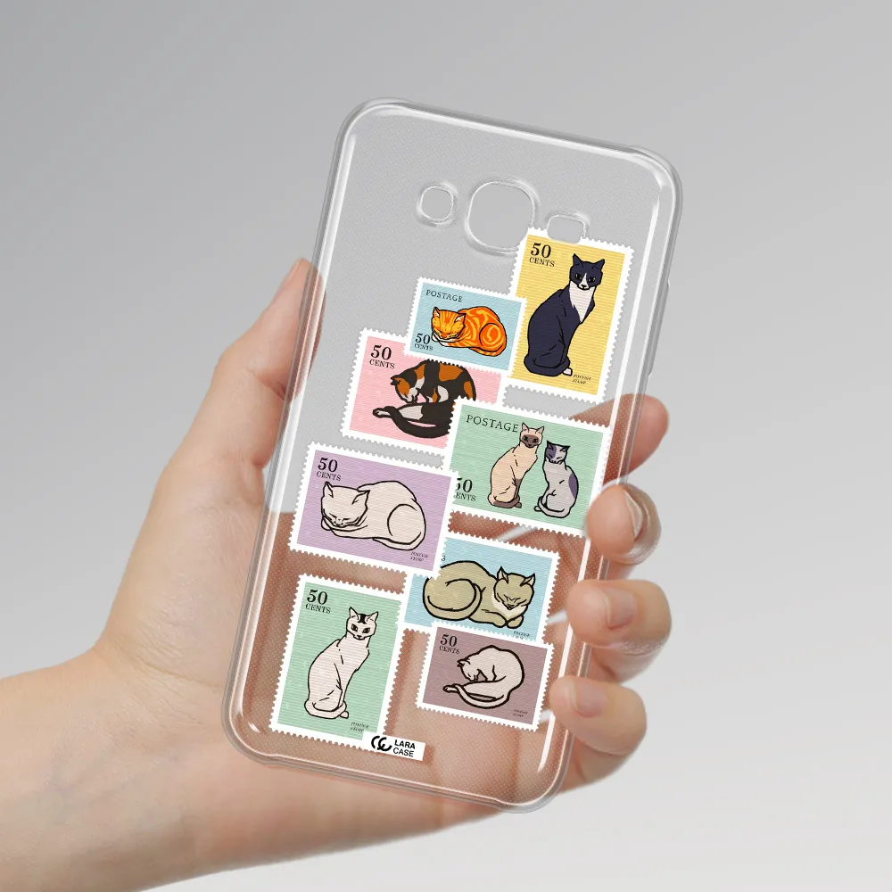 A Collage Of Cats On Stamps Samsung J7 Clear Tpu Case