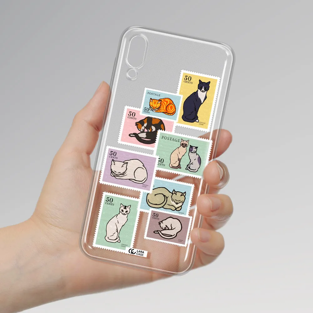 A Collage Of Cats On Stamps Samsung M10 Clear Tpu Case