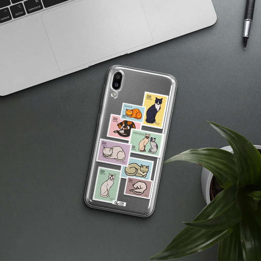 A Collage Of Cats On Stamps Samsung M10 Clear Tpu Case