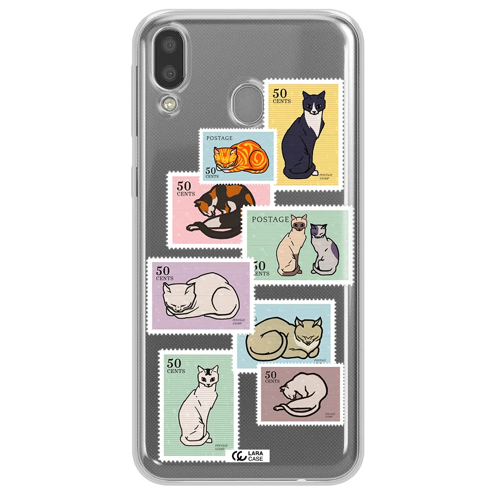 A Collage Of Cats On Stamps Samsung M20 Clear Tpu Case