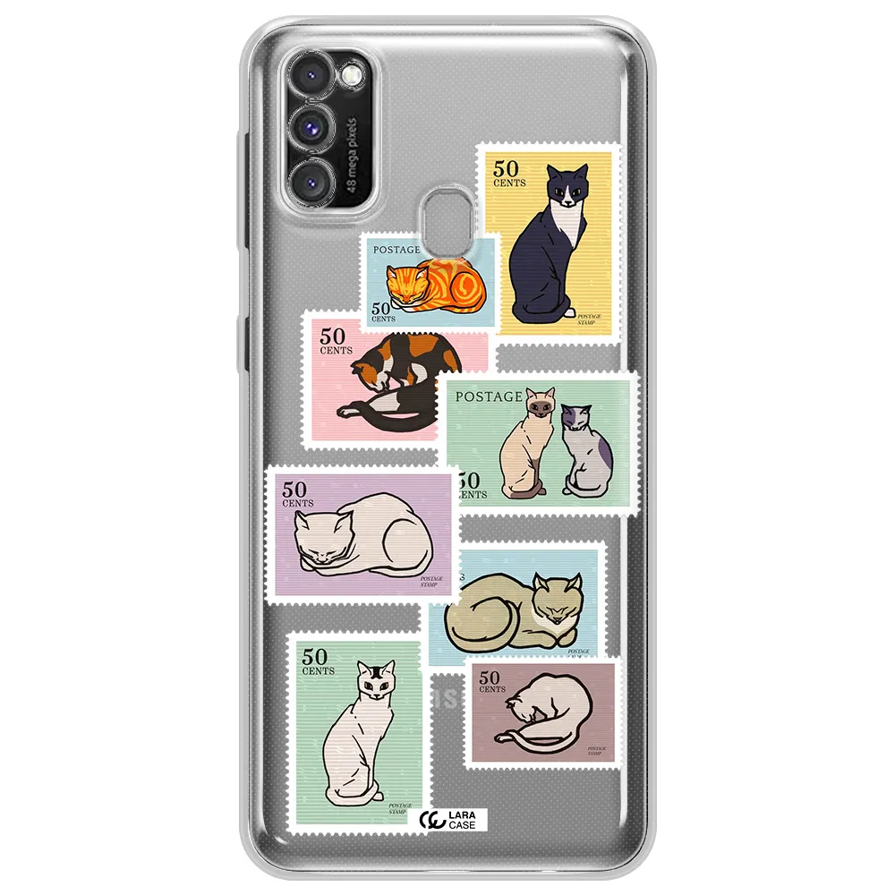 A Collage Of Cats On Stamps Samsung M30S Clear Tpu Case