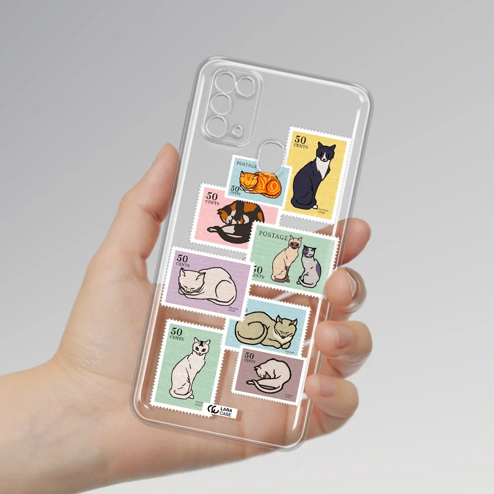 A Collage Of Cats On Stamps Samsung M31 Clear Tpu Case