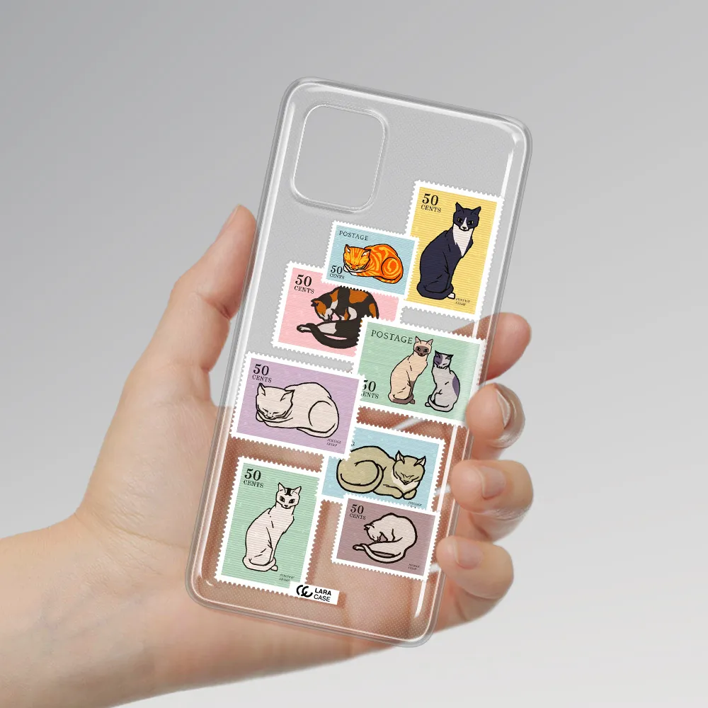 A Collage Of Cats On Stamps Samsung Note 10 Lite Clear Tpu Case