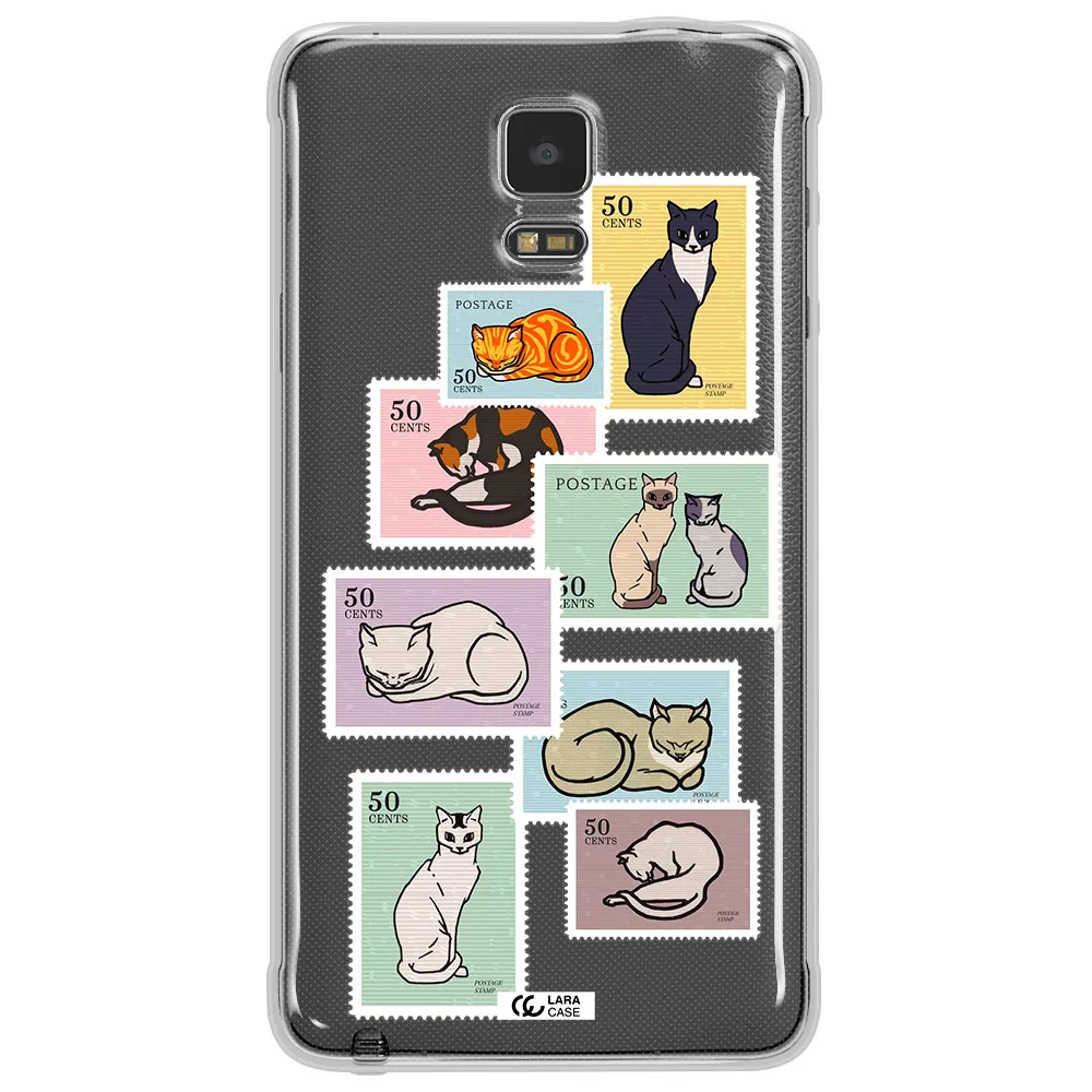 A Collage Of Cats On Stamps Samsung Note 4 Clear Tpu Case