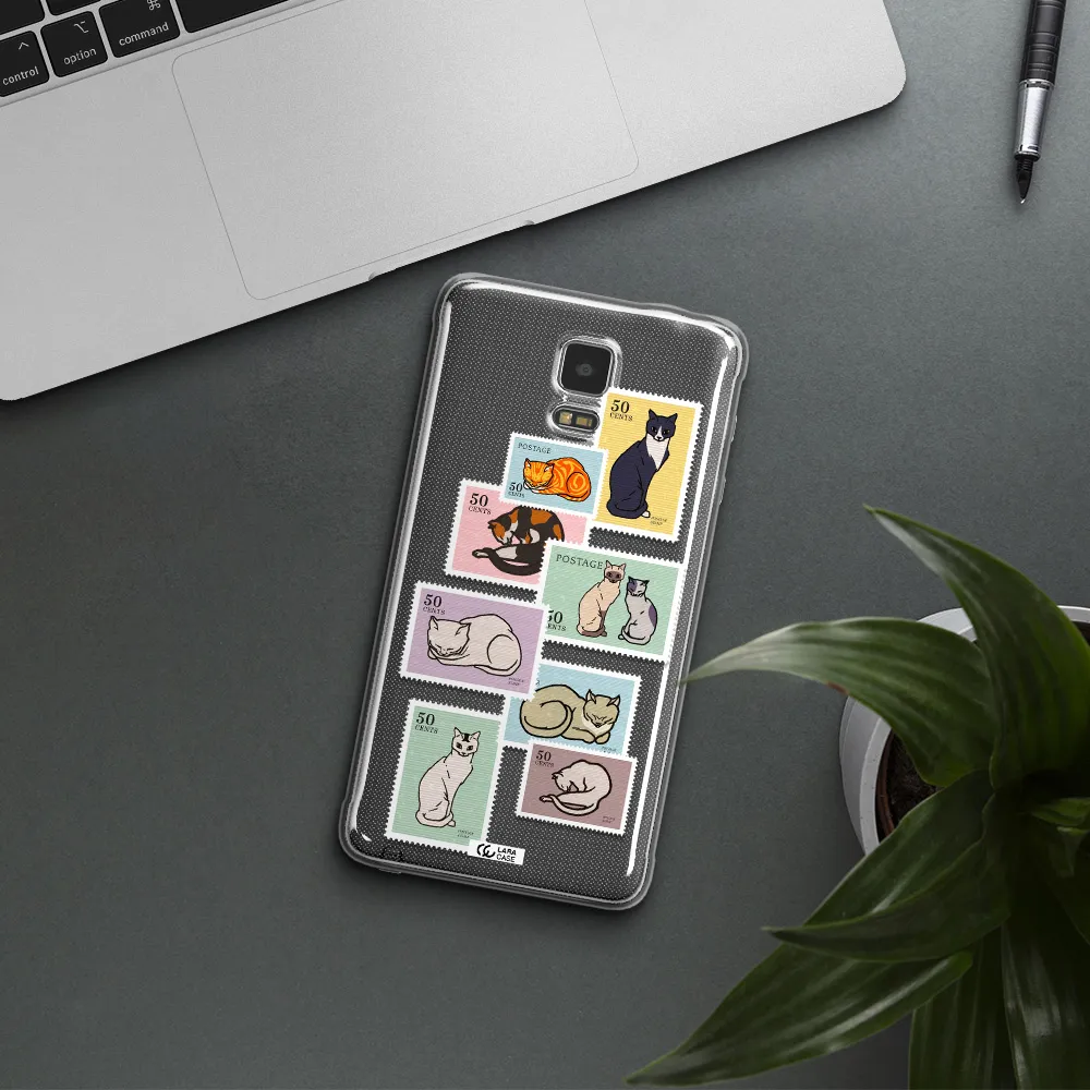 A Collage Of Cats On Stamps Samsung Note 4 Clear Tpu Case