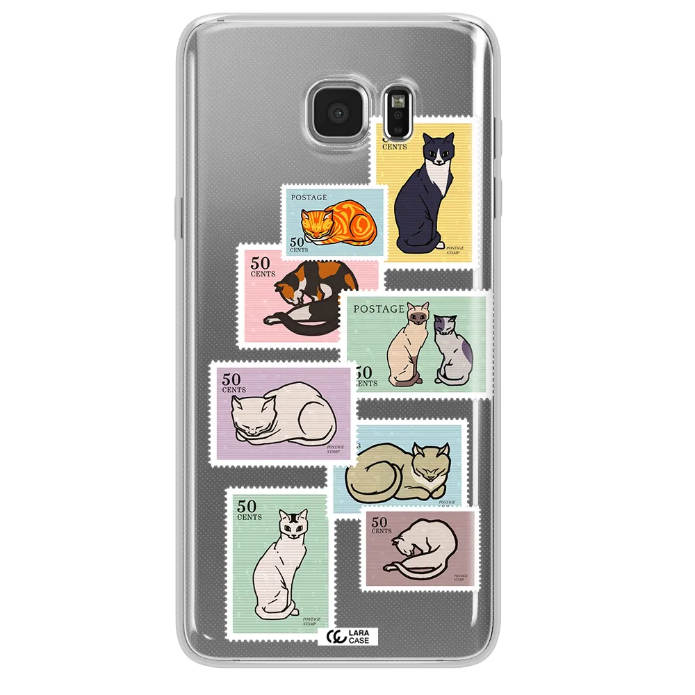 A Collage Of Cats On Stamps Samsung Note 5 Clear Tpu Case