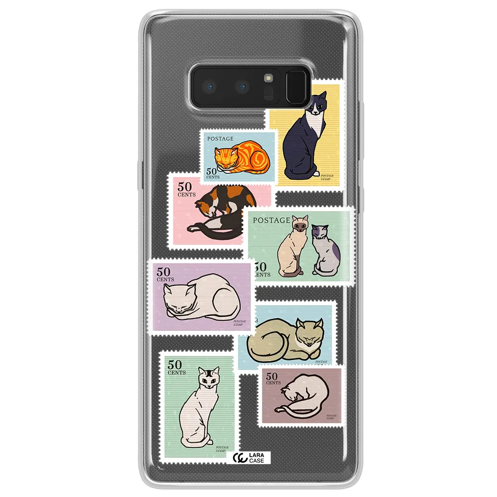 A Collage Of Cats On Stamps Samsung Note 8 Clear Tpu Case