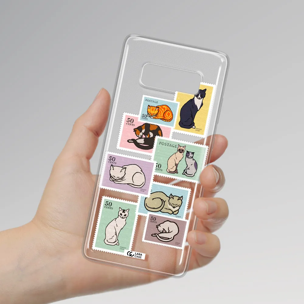 A Collage Of Cats On Stamps Samsung Note 8 Clear Tpu Case