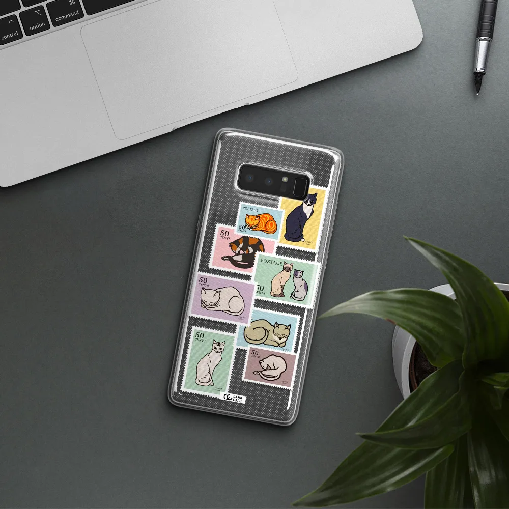 A Collage Of Cats On Stamps Samsung Note 8 Clear Tpu Case
