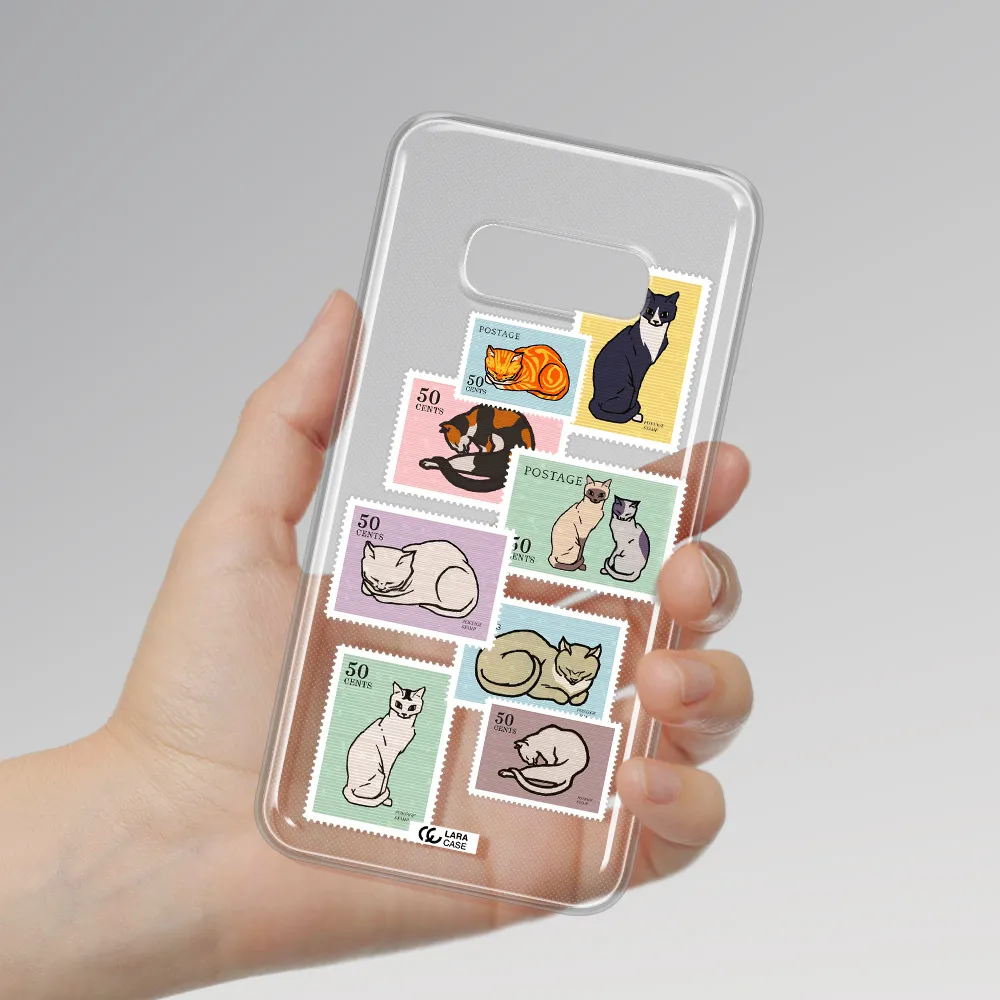 A Collage Of Cats On Stamps Samsung S10E Clear Tpu Case