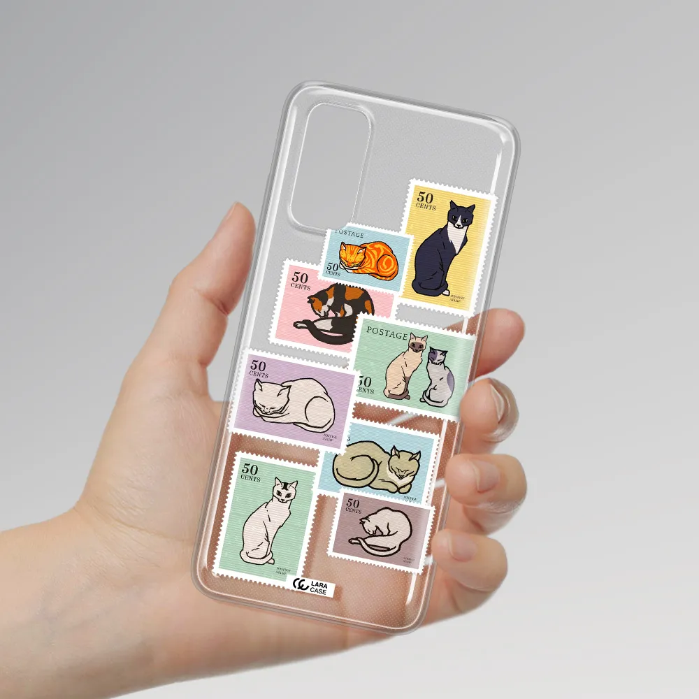 A Collage Of Cats On Stamps Samsung S20 Clear Tpu Case