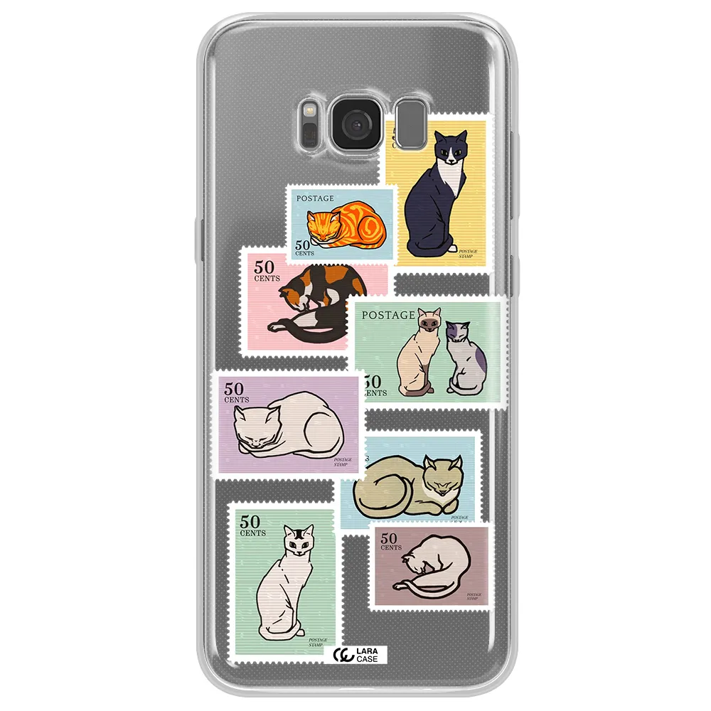 A Collage Of Cats On Stamps Samsung S8 Clear Tpu Case