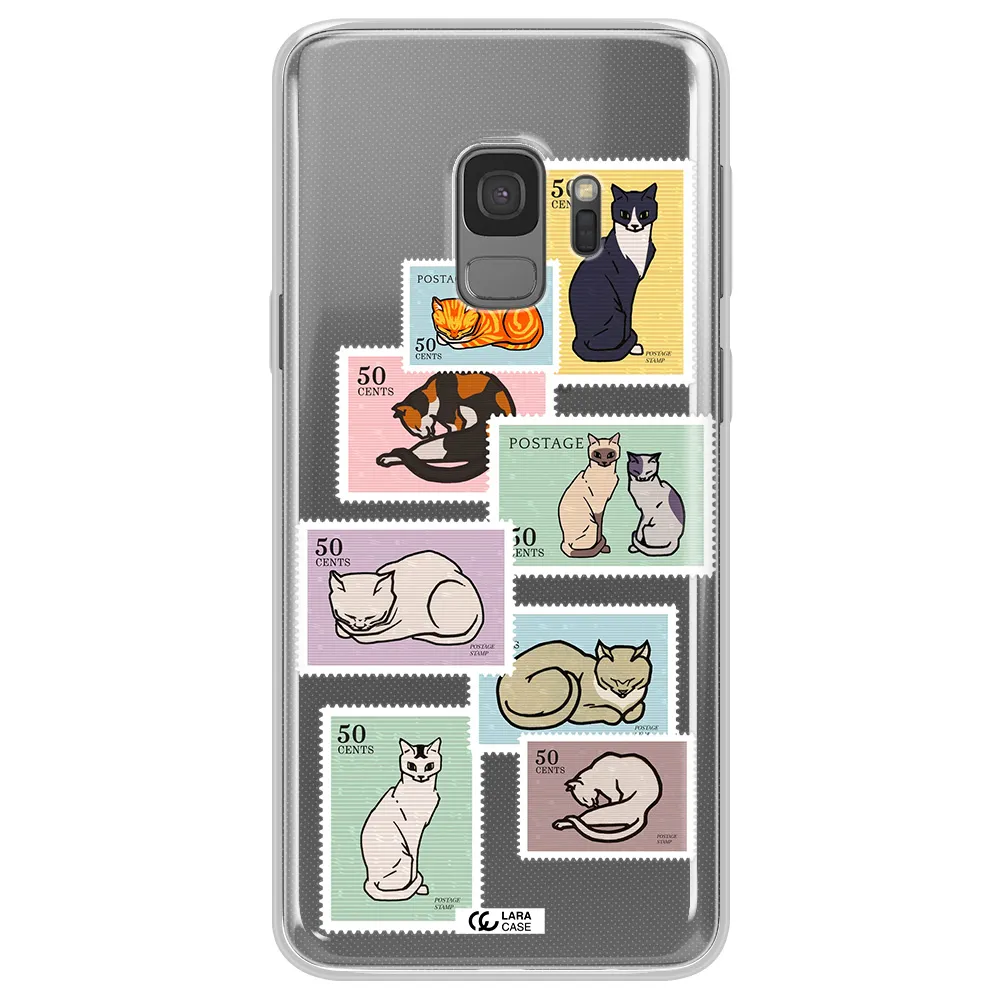A Collage Of Cats On Stamps Samsung S9 Clear Tpu Case