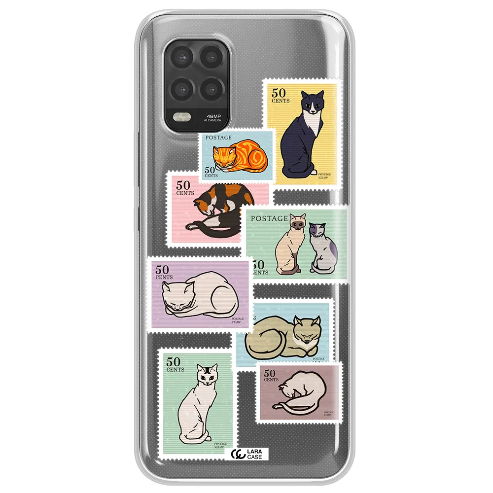 A Collage Of Cats On Stamps Xiaomi Mi 10 Lite Clear Tpu Case