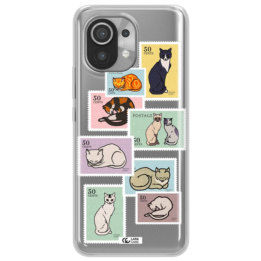 A Collage Of Cats On Stamps Xiaomi Mi 11 Clear Tpu Case