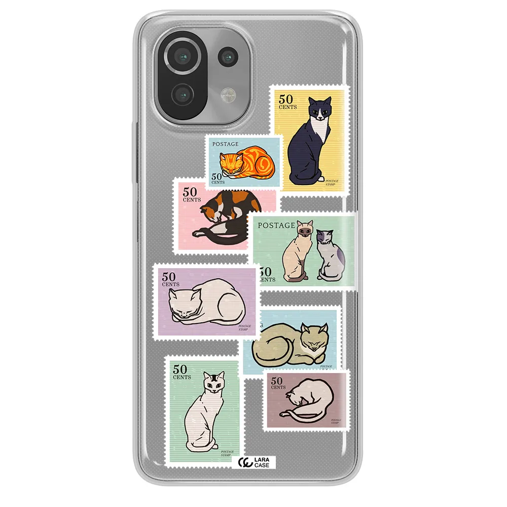 A Collage Of Cats On Stamps Xiaomi Mi 11 Lite Clear Tpu Case