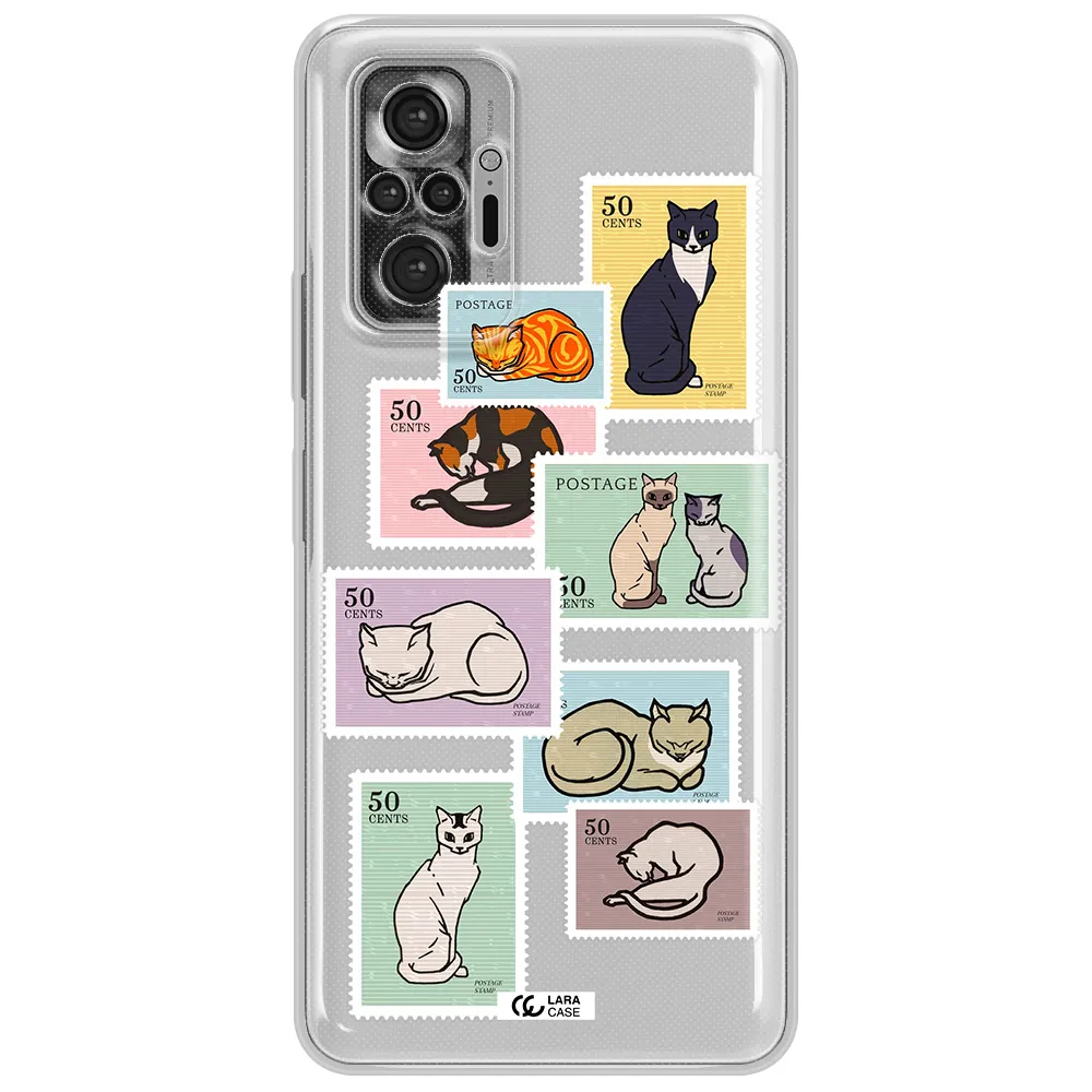 A Collage Of Cats On Stamps Xiaomi Note 10 Pro Clear Tpu Case
