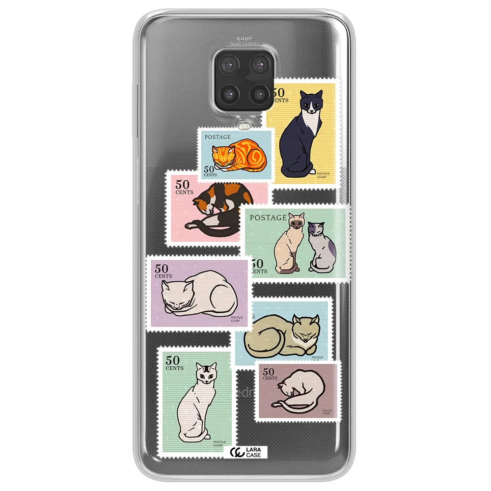 A Collage Of Cats On Stamps Xiaomi Note 9 Pro Clear Tpu Case