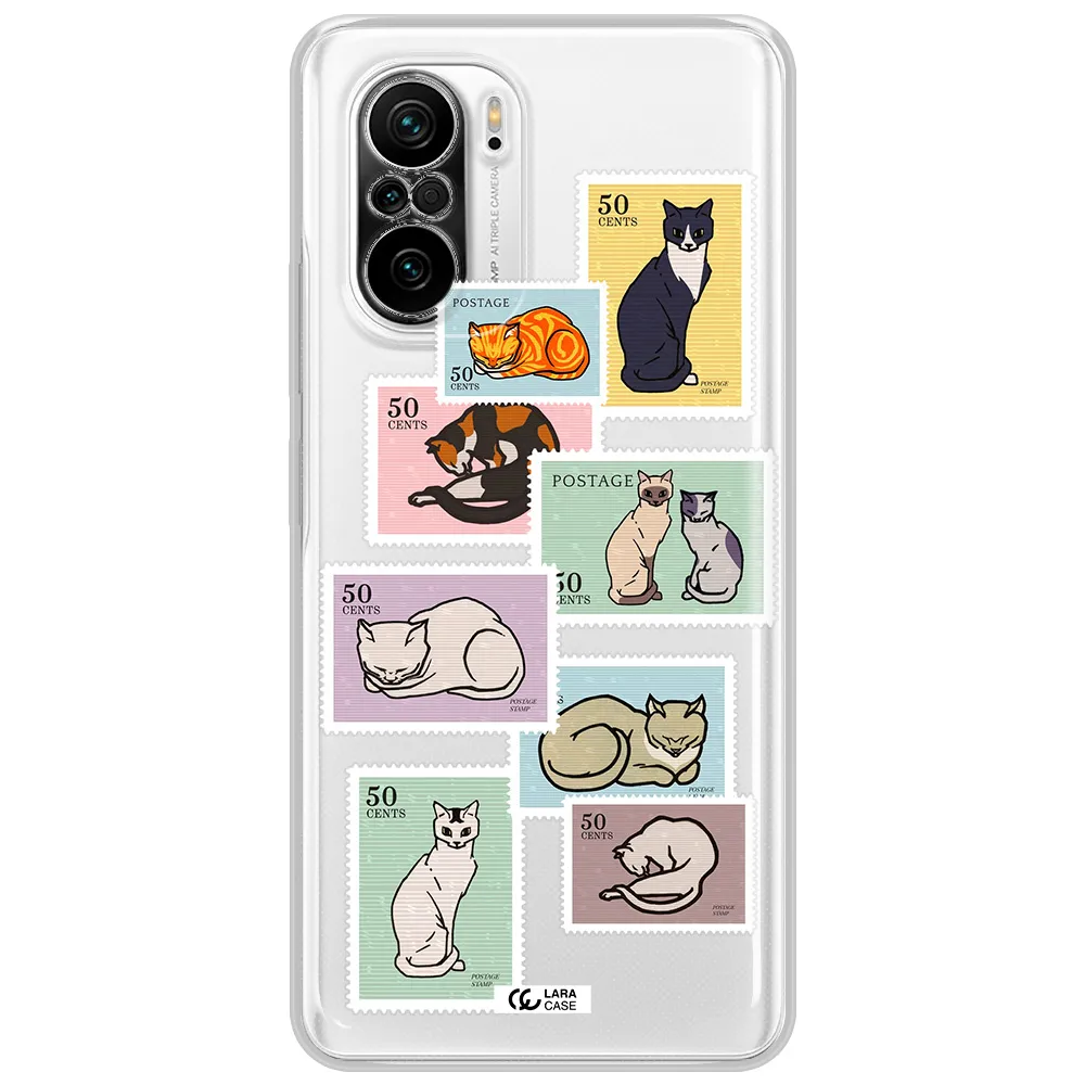 A Collage Of Cats On Stamps Xiaomi Poco F3 Clear Tpu Case