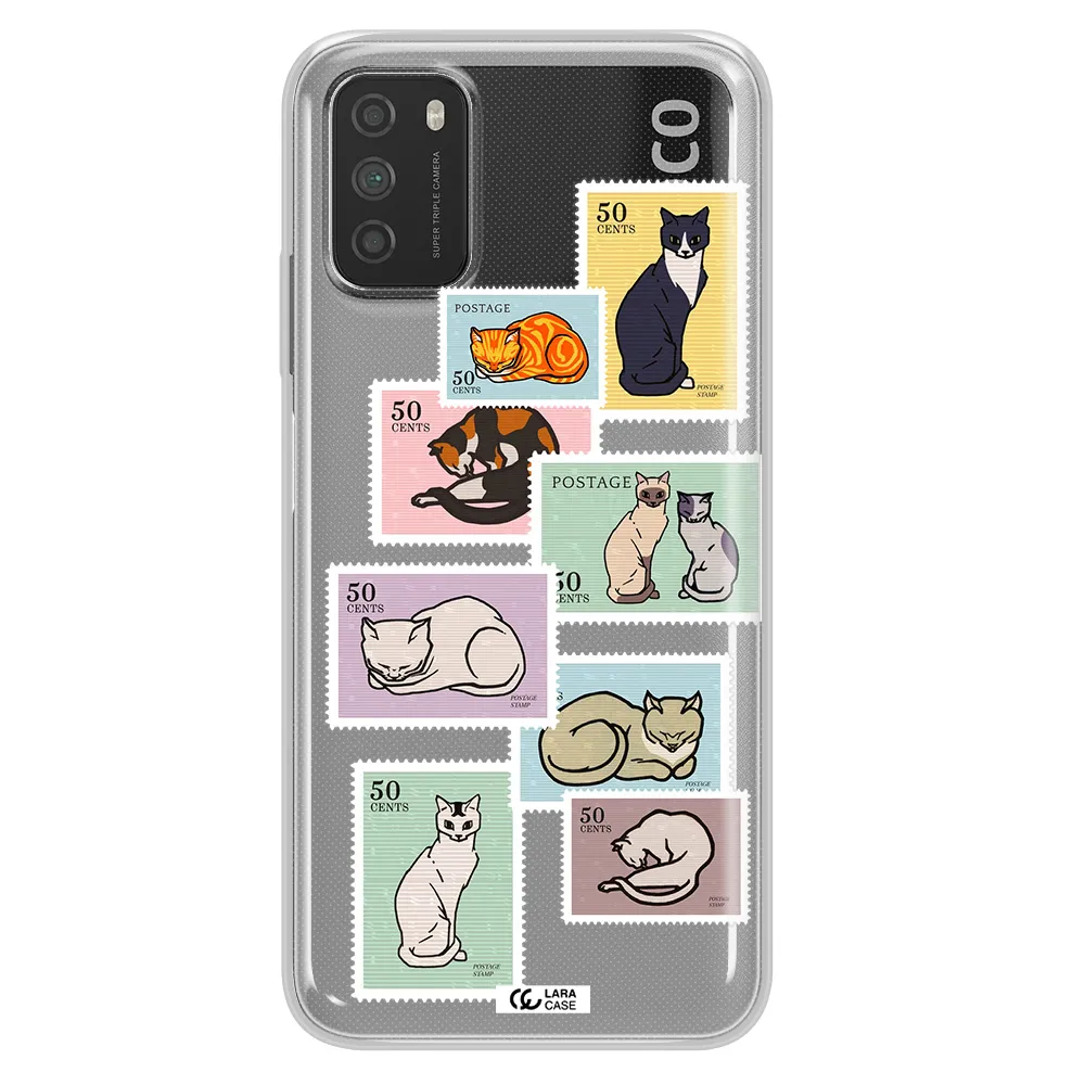 A Collage Of Cats On Stamps Xiaomi Poco M3 Clear Tpu Case