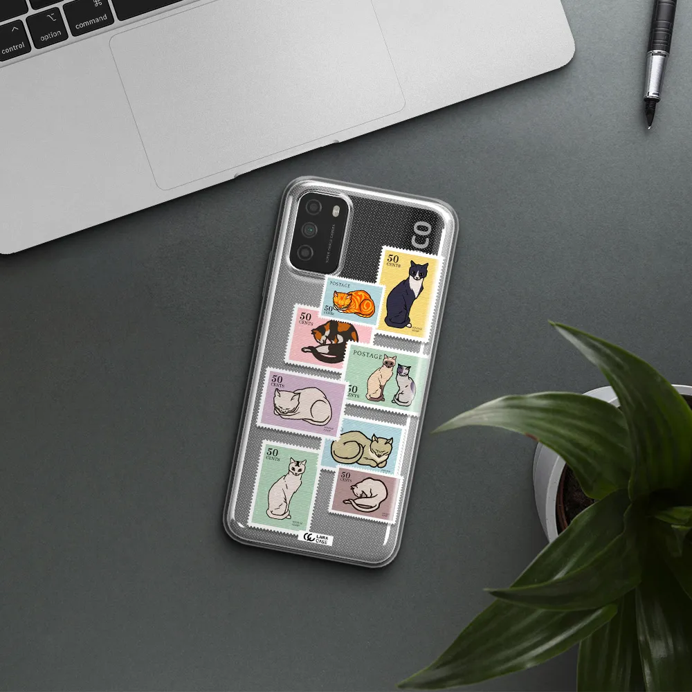 A Collage Of Cats On Stamps Xiaomi Poco M3 Clear Tpu Case