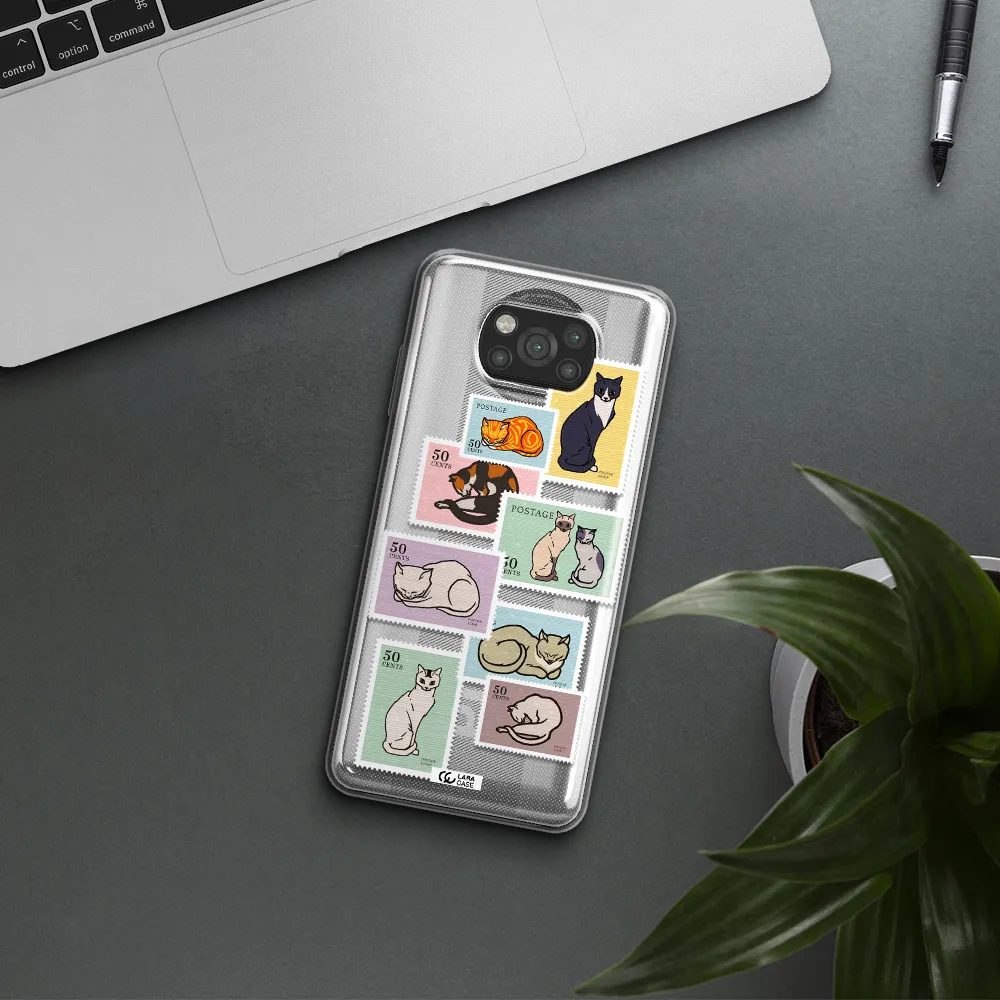 A Collage Of Cats On Stamps Xiaomi Poco X3 Clear Tpu Case