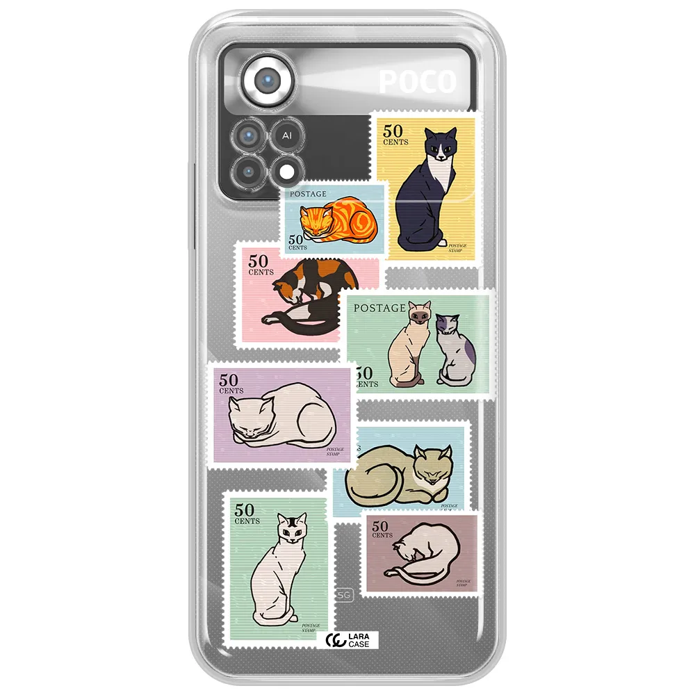 A Collage Of Cats On Stamps Xiaomi Poco X4 Pro Clear Tpu Case