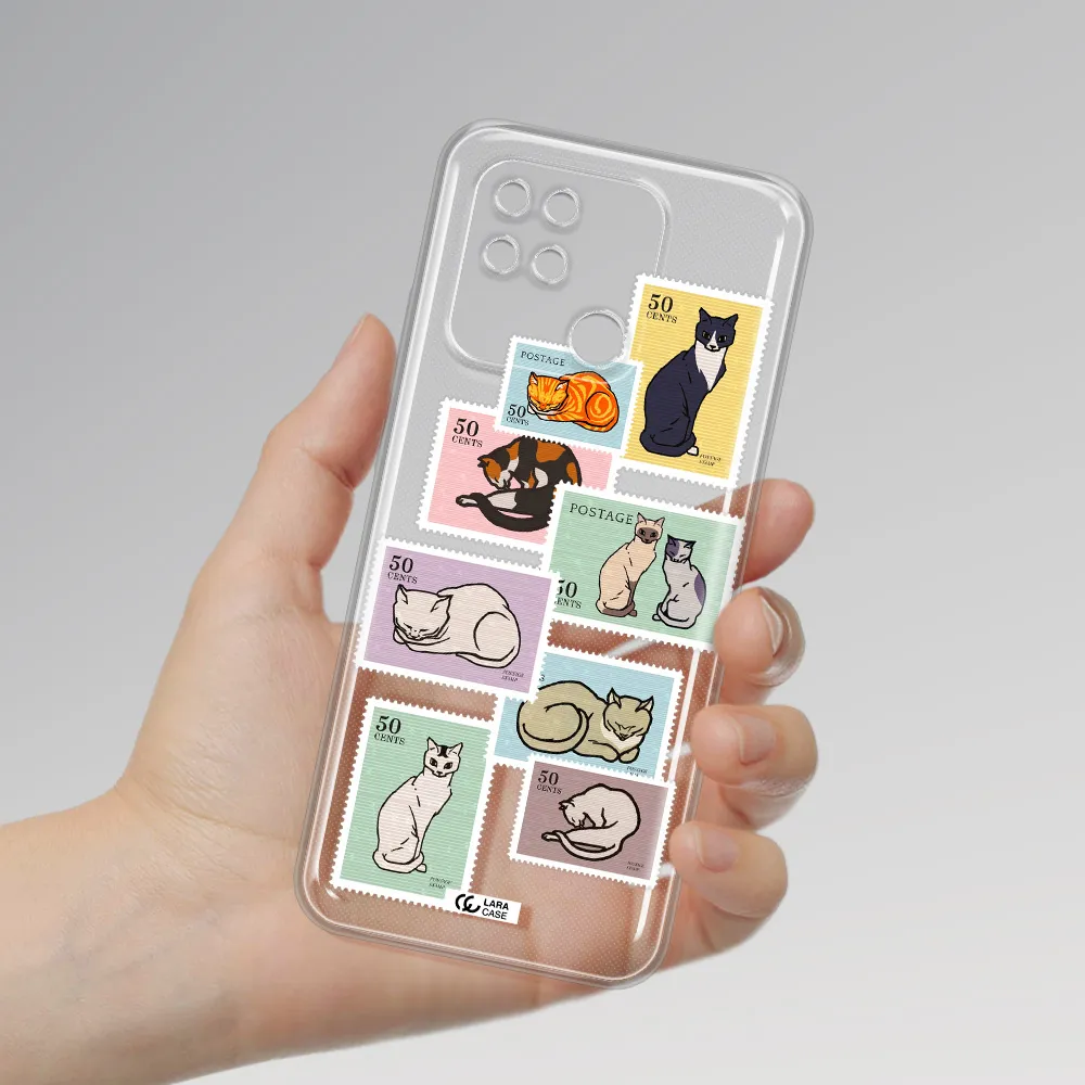 A Collage Of Cats On Stamps Xiaomi Redmi 10C Clear Tpu Case