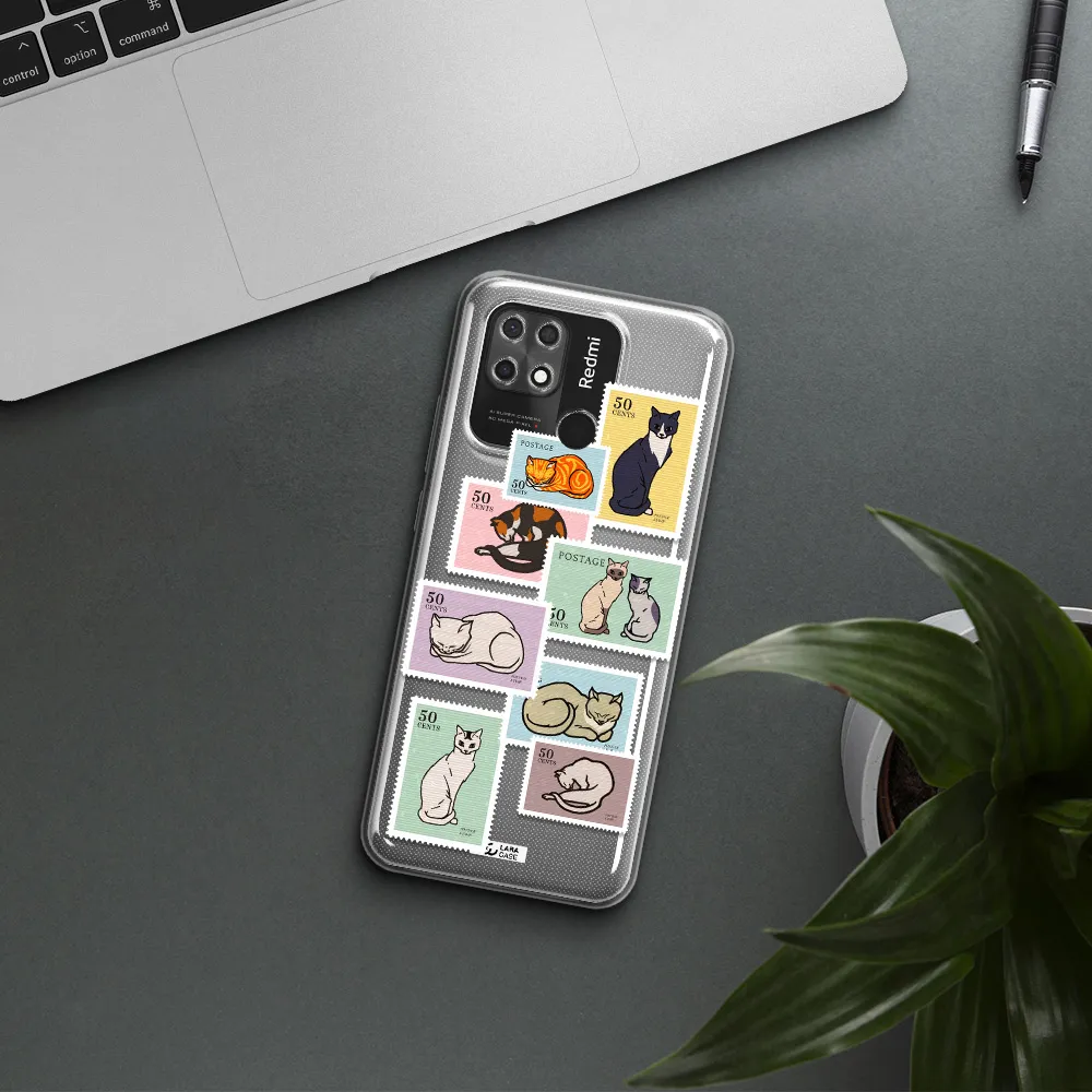 A Collage Of Cats On Stamps Xiaomi Redmi 10C Clear Tpu Case