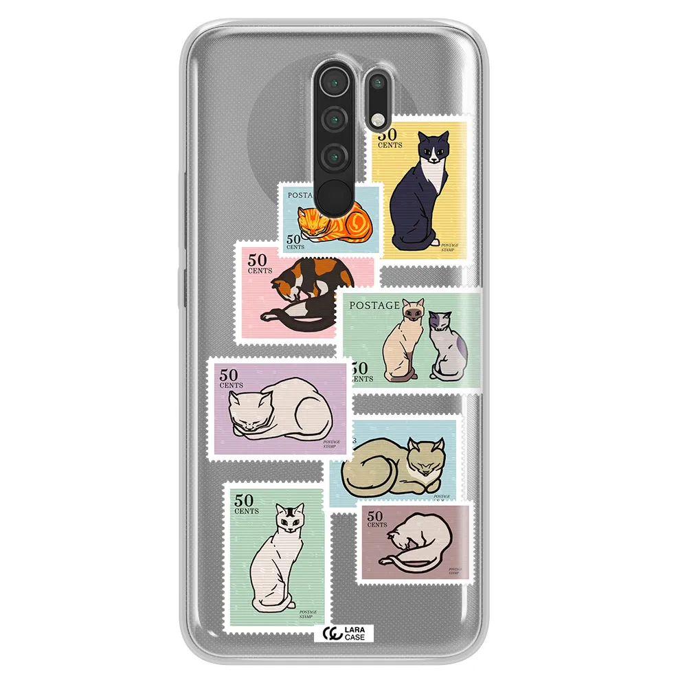 A Collage Of Cats On Stamps Xiaomi Redmi 9 Clear Tpu Case