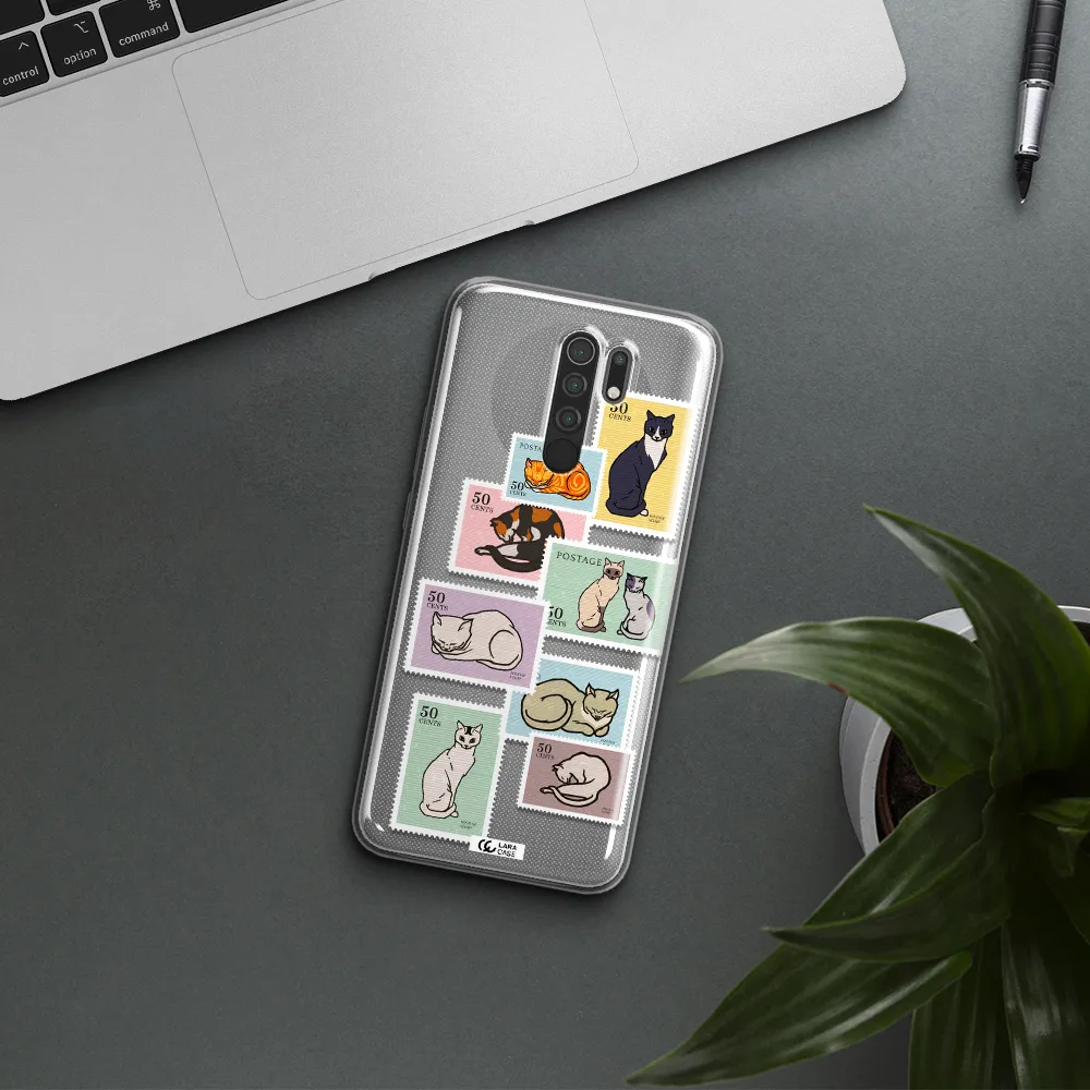 A Collage Of Cats On Stamps Xiaomi Redmi 9 Clear Tpu Case
