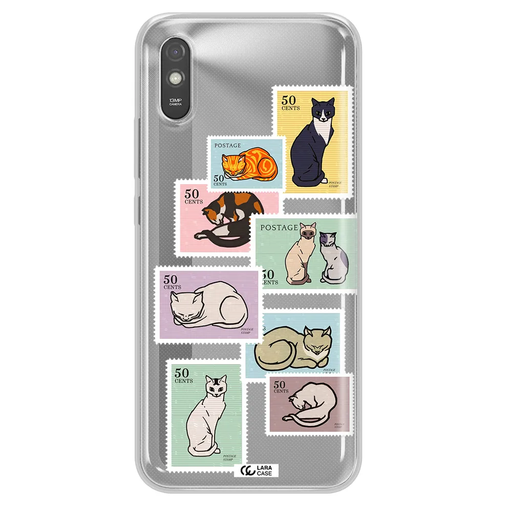 A Collage Of Cats On Stamps Xiaomi Redmi 9A Clear Tpu Case