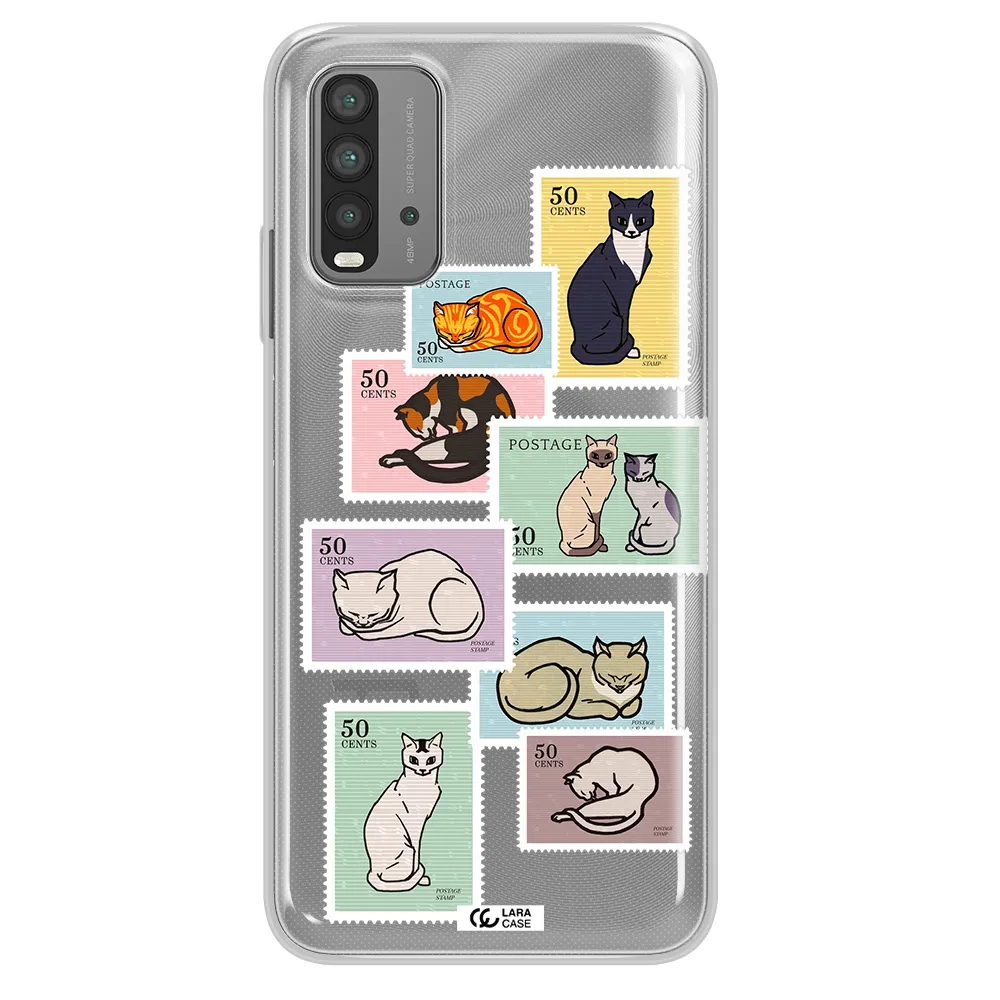 A Collage Of Cats On Stamps Xiaomi Redmi 9T Clear Tpu Case