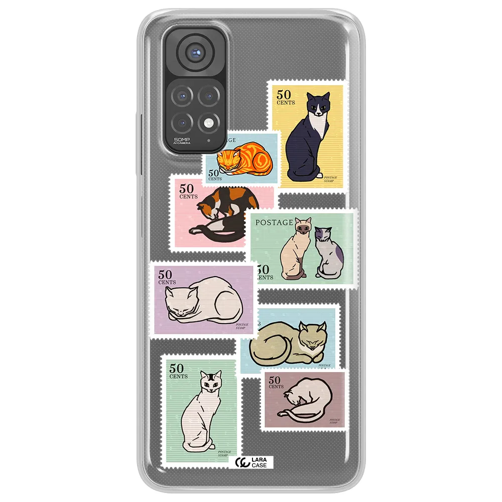 A Collage Of Cats On Stamps Xiaomi Redmi Note 11 Clear Tpu Case