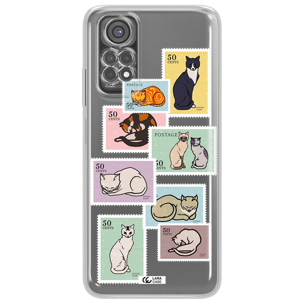 A Collage Of Cats On Stamps Xiaomi Redmi Note 11S Clear Tpu Case