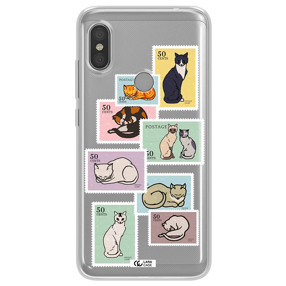 A Collage Of Cats On Stamps Xiaomi Redmi Note 6 Pro Clear Tpu Case